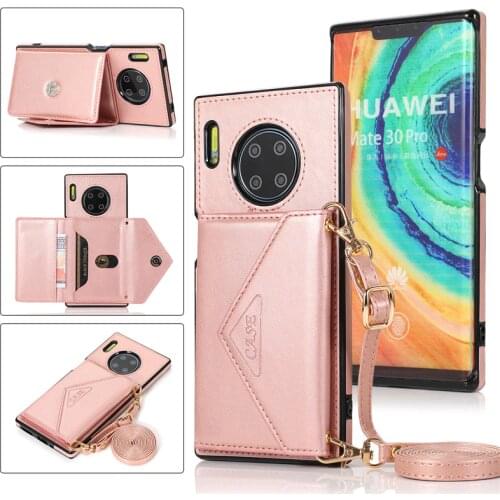 Luxury PU Leather Capa fundas Shoulder Strap Cases for Huawei Mate 30 Pro P40 P30 Pro P40 lite 5G Phone Case Card Wallet Cover
