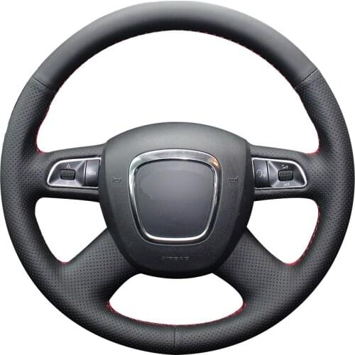 Black Synthetic Leather Car Steering Wheel Cover for Audi Old A4 B7 B8 A6 C6 2004-2011 Q5 2008-2012 Q7 2005-2011