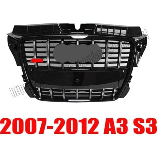 For Audi A3 S3 2008-2012 RS3 Honeycomb Grille Black Front Grill Chrome Rings