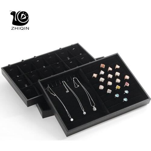 Black Velvet Ring Bracelet Necklace Pendant Earring Organizer Holder Jewelry Storage Tray Jewelry Display Stand Box