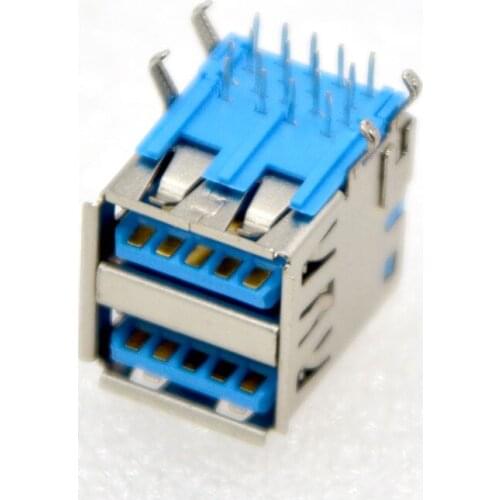 GONGFENG 100PCS NEW 3.0 USB AF Connector Type A 90 Degree PCB Double USB 3.0 Socket interface Female Connector Special Wholesale