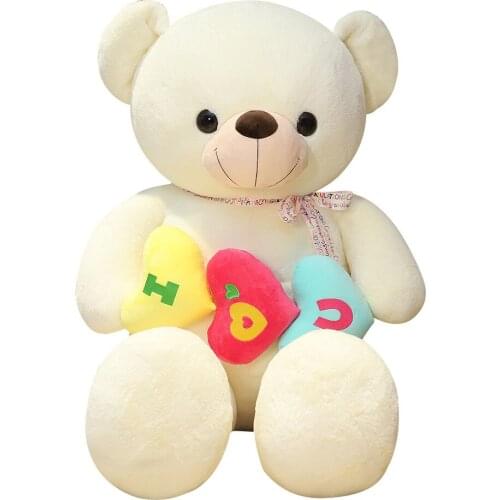 Huggable High Quality 2 Colors Teddy Bear With Hearts Stuffed Animals Bear Plush Toys Doll Pillow Kids Lovers Birthday Baby Gift
