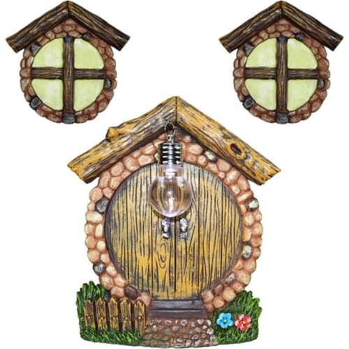 Exquisite Workmanship Small Fairy House Door LED Lighting Creative Tree House Window Decor for Garden
