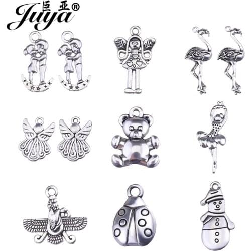 JUYA 10pcs/lot Various Style Charms Pendant Silver Plated Alloy Supplies for DIY Nacklace Pendant Jewelry Making Accessories