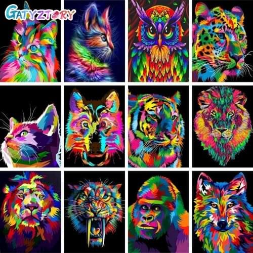 GATYZTORY Painting By Numbers Color Animal Picture Drawing On Canvas Coloring By Numbers Home Decor Acrylic Paints