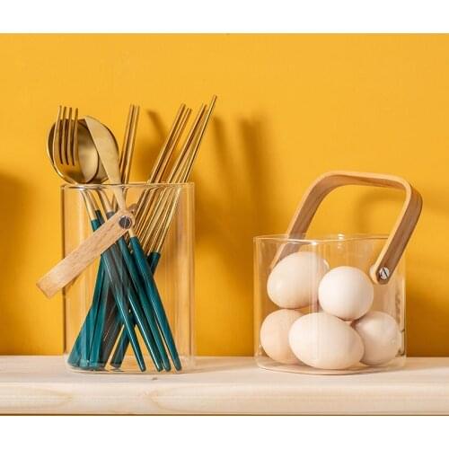 Creative Glass Storage Basket Square Dry Fruits Snacks Candy Jar Tea Table Cake Hand Basket Kitchen Decoration Exquisite Gifts