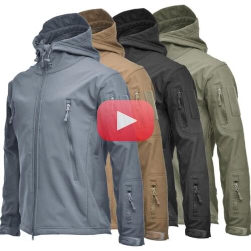 Military Shark Skin Soft Shell Jackets Men Tactical Windproof Waterproof Jacket Men Army Combat Jackets Mens Hooded Bomber Coats