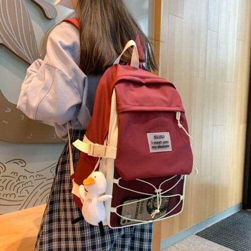 High-value Cute Backpacks for Women Panelled School Backpacks for Teens 2021 New Korean Style Campus 15.6inch Travel Laptop Bags