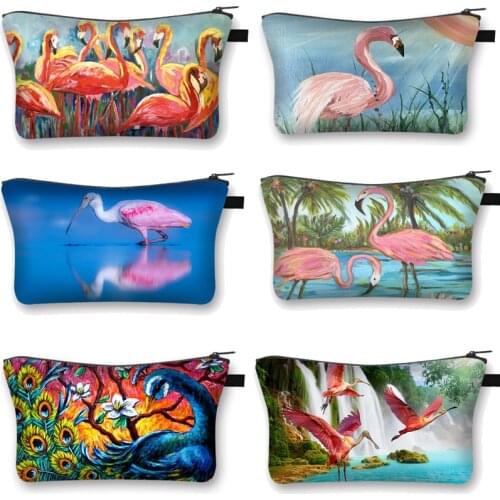 Fashion Cosmetic Bag Women Waterproof Flamingo Swan Makeup Bags Travel Organizer Toiletry Kits Portable Makeup Bags Beautician