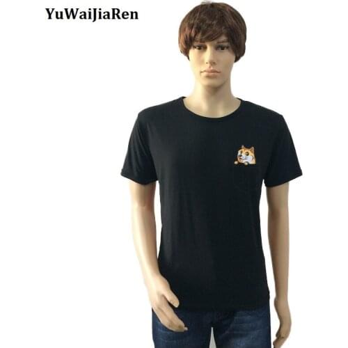 YuWaiJiaRen Big Size Men T-shirts Casual Printed Pocket Dog T Shirts Harajuku Funny T Shirt Mens Cotton Short Sleeve Tops