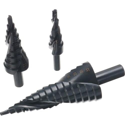 3pcs/Set 4-12/20/32mm HSS Titanium Step Drill Bits Set High Speed Steel Spiral Grooved Shank Hole Cutter Power Tools Kits
