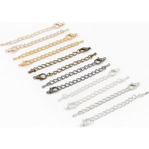 New Fashion 10Pcs/lot 55mm Extension Chain with Lobster Clasp and Droplets For DIY Jewelry Making Bracelet Necklace Tail Chains