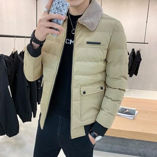 Winter New Men Down Cotton-Padded Jacket Lapel Clothes Coat Cultivate Ones Morality Short Handsome With Thick