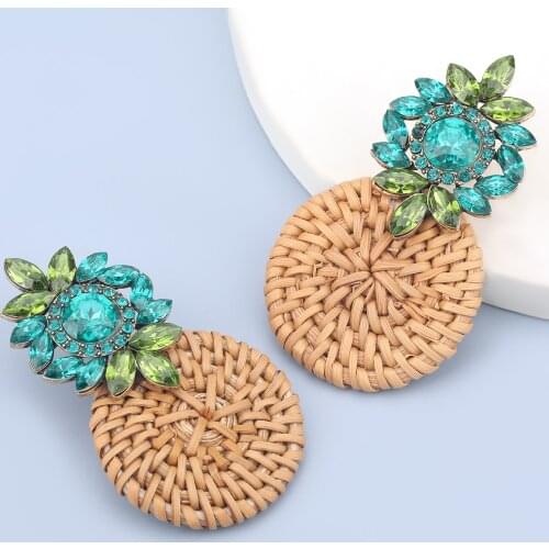 Pauli Manfi 2020 Fashion Simple Rhinestone Rattan Braided Earrings Womens Popular Retro Party Earrings Bohemian Earrings