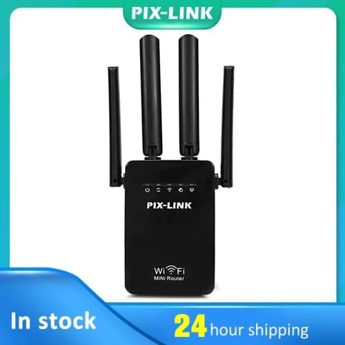 PIXLINK N300 WIFI Repeater Router Access Point Wireless 300Mbps Range Extender WiFi Signal Amplifier 4External Antennas WR09