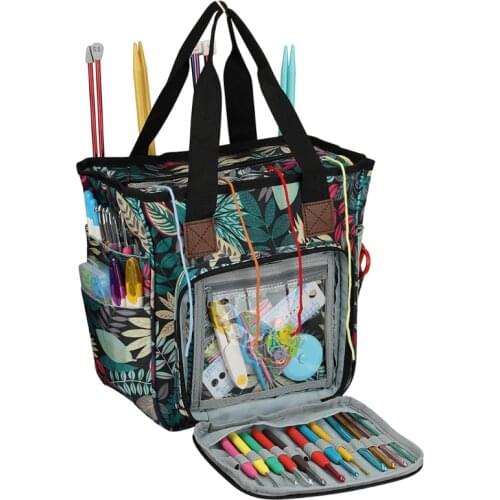 Portable Knitting Bag DIY Yarn Storage Organizer Crochet Hook Needles Thread Knitting Tote Basket for Yarn Balls Sewing Accesso