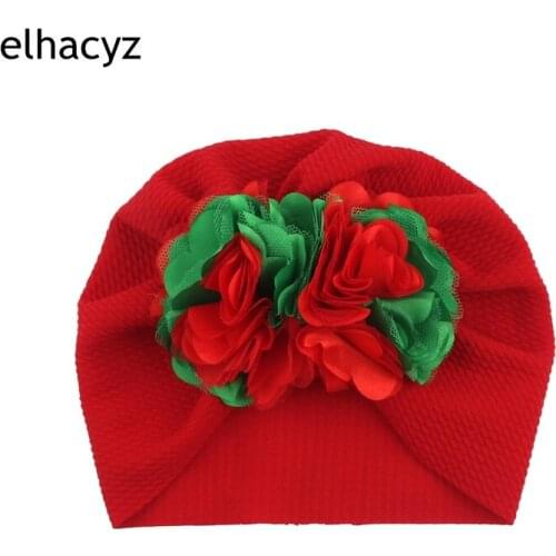 NEW Christmas Flower Baby Headband Toddler Headwrap Elastic Infant Turban Bullet Fabric Infant Beanie Christmas Hair Accessories