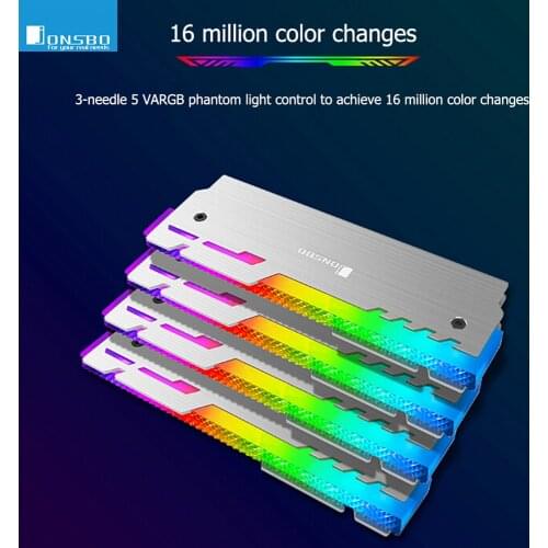JONSBO NC-3 2pcs RAM Heatsink Radiator RGB Cooler 5V ARGB Memory Cooling Heat Sink only for 5V ARGB Motherboard 256 Color