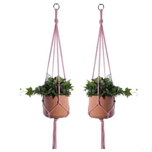 Colorful Hemp Rope Plant Hanger Hanging Planter Net Basket +Round Hook Indoor Outdoor Garden Balcony Decor Mixed 3 Size 48pcs