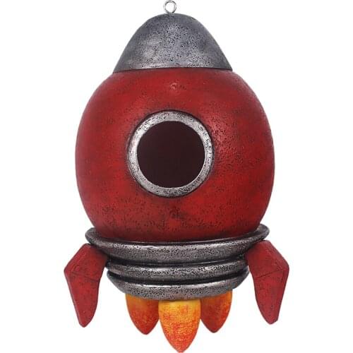 Rocket Handcrafted Bird House Bird Hut Resting Place for Outside Decor