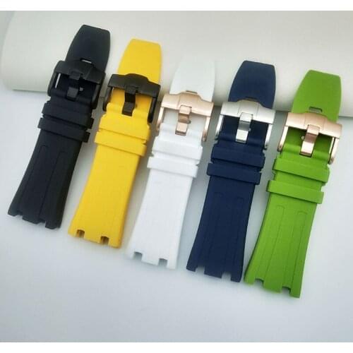 28mm Black Blue nature Rubber silicone Watchband Men Watch Strap Band For AP Audemars And 15703 Piguet Belt free tools