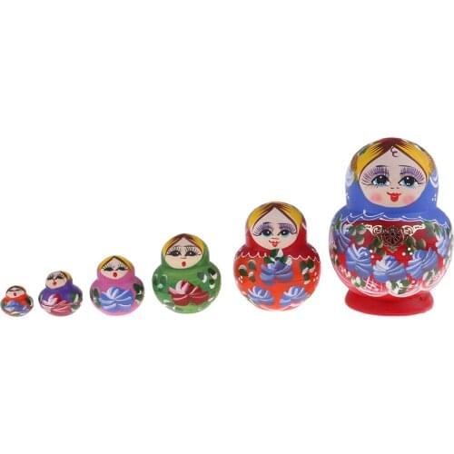 Hand Painted Colorful Russian Nesting Doll Wooden Matryoshka Doll 10 Pieces