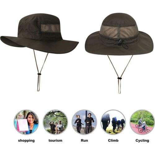 Fisherman Cap Wide Brim Breathable Adjustable Sunshade Waterproof Folding Mesh Sports Hat Sportswear Accessories