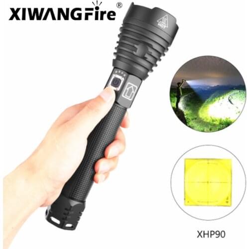 XHP90 XHP70 XHP50 Strong Light Flashlight USB Charging Power Display Telescopic Zoom Tactical Flashlight Powerfu Torch