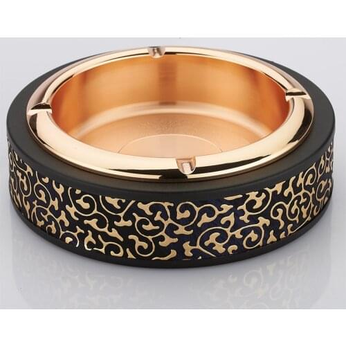 Unique Ashtray Round Cigarette Ash Tray PU Leather Antique Vintage Home Decor Tabletop Cigar Ashtrays for Club Ktv Hotel Office