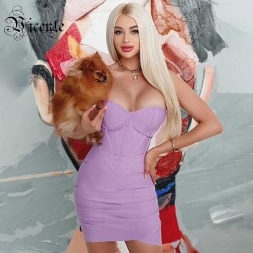 VC Chic Draped Design Bandage Mini Dress Sexy Strapless Backless Celebrity Party Club Vestido Free Shipping