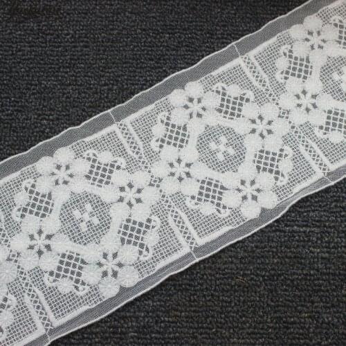 YACKALASI Cotton Lace Mesh Embroidered Applique Soft Tulle Lace Fabrics Floral Scalloped Sewing Apparel Trims Double Sides 12CM