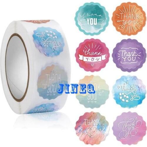 500pcs Thank You Stickers Labels in Roll Colorful Watercolor Design for Small Business, Wedding Favors, Birthdays, Bakeries,Mail
