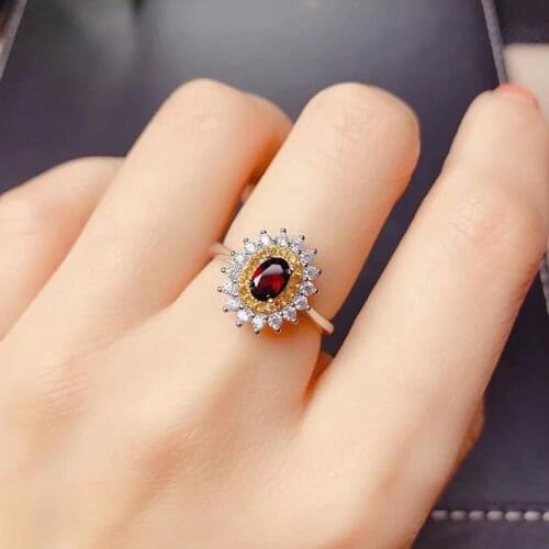 CoLife Jewelry Fashion Garnet Silver Ring 4*6mm Natural Garnet Ring 925 Silver Garnet Jewelry Gift for Woman