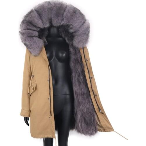 2021 Winter Jacket Women Real Fur Coat 7XL Long Waterproof Parka Natural Raccoon Fox Fur Streetwear Detachable Outerwear