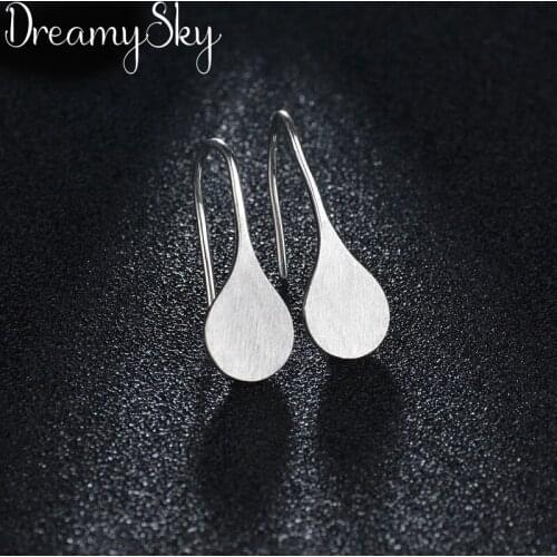 DreamySky 100% Real Silver Color Jewelry New Korean Vintage Simple Leaf Earrings For Women Gift Joyas Pendientes Brincos