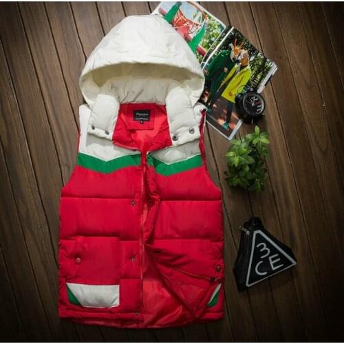 Autumn Winter Hooded Vest Men Casual Slim Warm Women Sleeveless Jacket Coat Youths Mens Man Vest