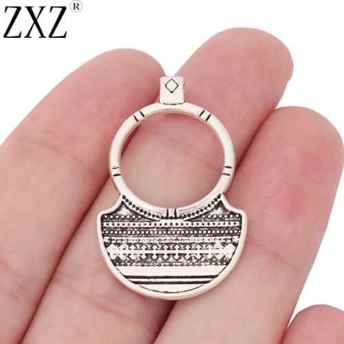 ZXZ 10pcs Tibetan Silver Ethnic Tribal Aztec Hippy Circle Semicircle Charms Pendants For Earring Jewelry Making Findings 36x23mm