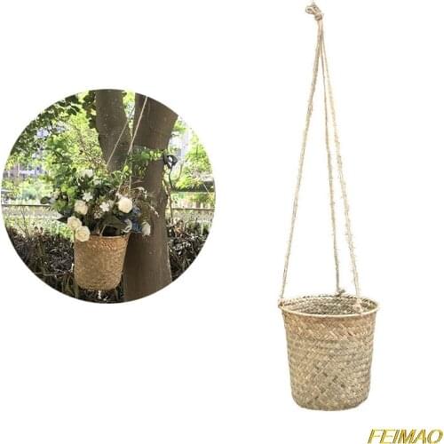 Hot Garden Plant Storage Basket Jute Rope Hanging Planter Woven Indoor Outdoor Flower Pot Holder Macrame Plant Hanger Home Decor