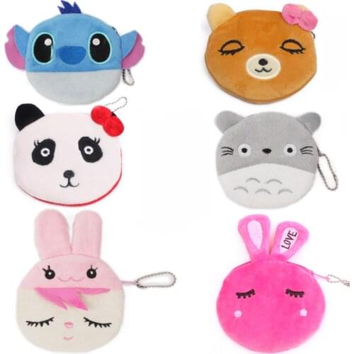 1 Pcs Children Plush Purse Kawaii Cartoon Panda Cat Rabbit Zipper Change Purse Wallet Kids Girl Women For Gift