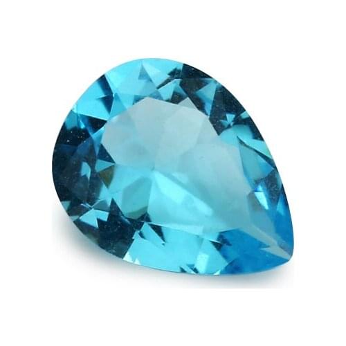 100pcs 3x3~10x10mm Pear Shape Loose Stone Light Seablue Color Glass Synthetic Gems For Jewelry DIY Stone