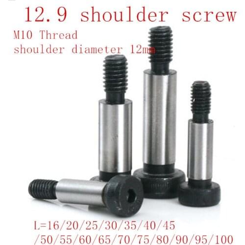 5pcs M10 shoulder 12mm 12.9 Grade Alloy Steel Hexagon Socket Head Bearings Shoulder Screw Bolt length 20mm-100mm
