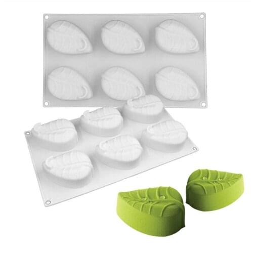 6 Cavity Plant Leaves Silicone Mold Mousse Cake Chocolate Mould Non-stick Bake Tray DIY Baking Decorating Tools