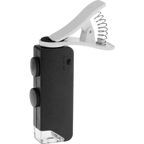 60-100X Universal Clip Type Cellphone Handheld Loupe LED Magnifier