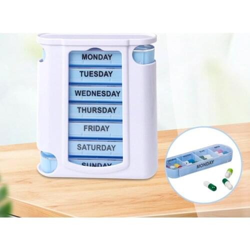 7 Day Week Pill Box 28 Compartments Tablet Holder Medicine Tablet Drug Holder Storage Box Pillbox Case Organizer Container Kit