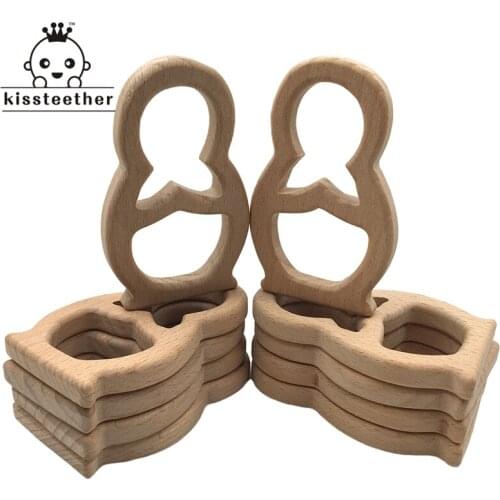 Beech Wooden Matryoshka Doll Babushka Teething Toy Beads Wood BPA Free DIY Accessories Necklace Charms