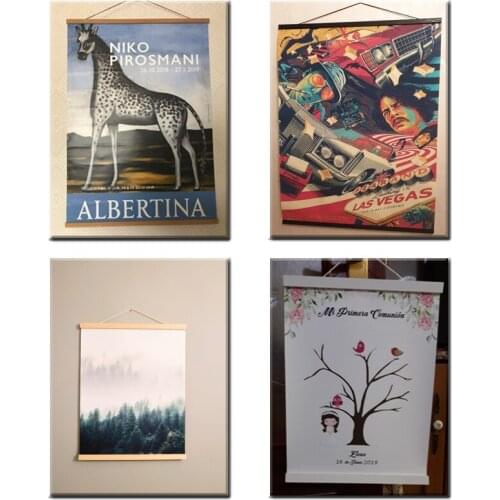 50cm wood hanging scrolls painting magnetic core hanging clip,Solid Frame Hanger for poster photo picture Simple Nordic style