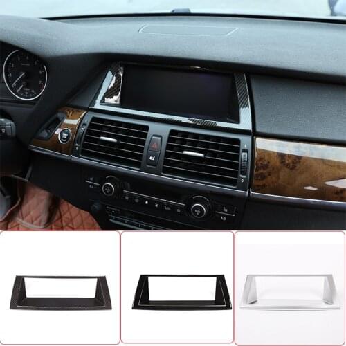 For BMW X5 E70 X6 E71 2008-2013 ABS Carbon Fiber/Black Car Navigation Decorative Frame Trim Sticker Car Accessories