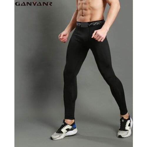 GANYANR Brand Running Tights Men Fitness Sport Leggings Yoga Pants Plus Size Sportswear Sexy Compression Trousers Solid Long