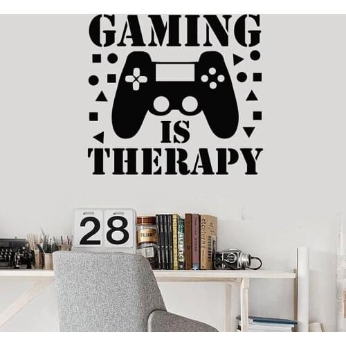 Game Controller Wall Decal Gaming Is Therapy Quotes Vinyl Stickers Games Zone Playroom Teens Bedroom Home Decor Art Mural E033