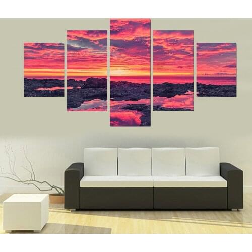 5 Piece Wall Art Canvas Painting Landscape Charming Sunset Poster Nordic Decoration Home Frame Bedroom Prant Pictures